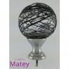 ESFERA GRANDE DE VIDRIO HILO LOCO NEGRO CON TRANSPARENTE