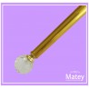 BASTON DE JALAR PUÑO DE CRISTAL ARISTAS CON TUBO DE ALUMINIO EN COLOR DORADO,