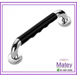 PASAMANOS CROMADO DE 25MM DE 30CM CON ANTIDESLIZANTE MANGO NEGRO
