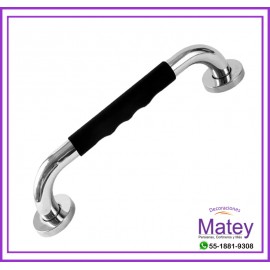 PASAMANOS CROMADO DE 25MM DE 50CM CON ANTIDESLIZANTE MANGO NEGRO
