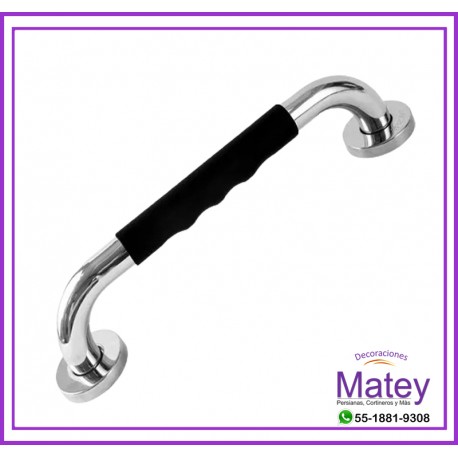 PASAMANOS CROMADO DE 25MM DE 50CM CON ANTIDESLIZANTE MANGO NEGRO
