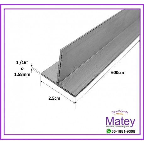 PERFIL "T" EN ALUMINIO NATURAL